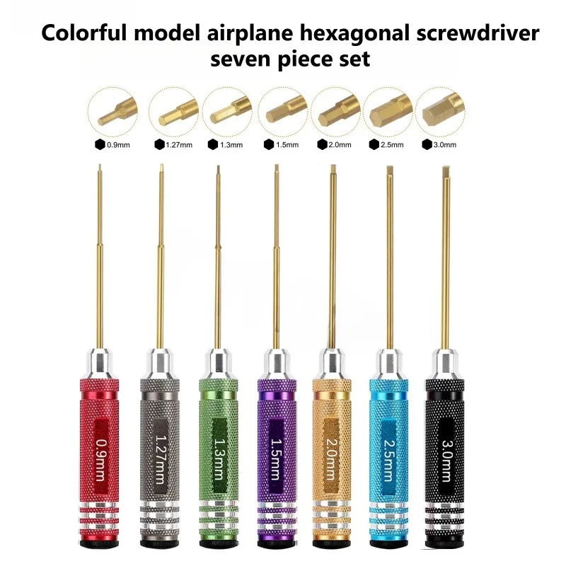 Model aircraft titanium plated hexagonal color round handle screwdriver set RC remote control car model maintenance