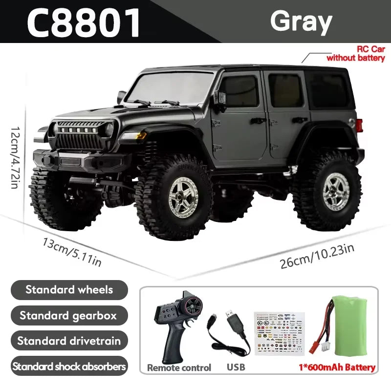 C8801 PRO/ C8801 1/18 RC Car With Light 2.4G 4WD Electric Climbing High-Speed Off-Road Vehicle Remote Control Toys For Kid Adult