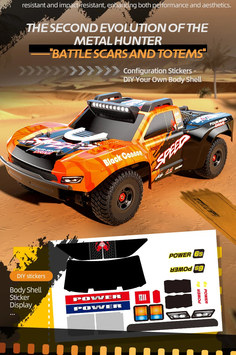 JJRC C8822 1/8 remote control car with four-wheel drive, full-scale racing cars without brushes, high-speed off-road toy vehicle