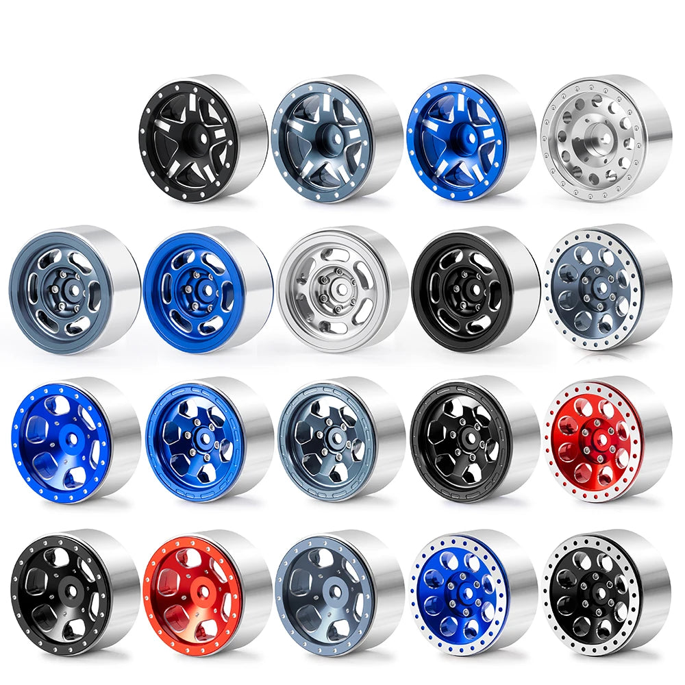 AXSPEED 4PCS CNC Aluminium 1.3inch Beadlock Wheel Rim Wheel Hub for TRX4M Axial SCX24 FMS FCX24 1/18 1/24 RC Crawler Car