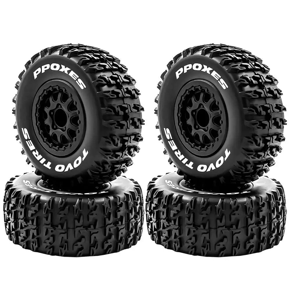4pcs 112mm 1/10 Short Course Truck Tires Tyre Wheel With 12mm Hex For Slash Arrma Senton HuanQi 727 Vkar 10sc Hpi Rc Car