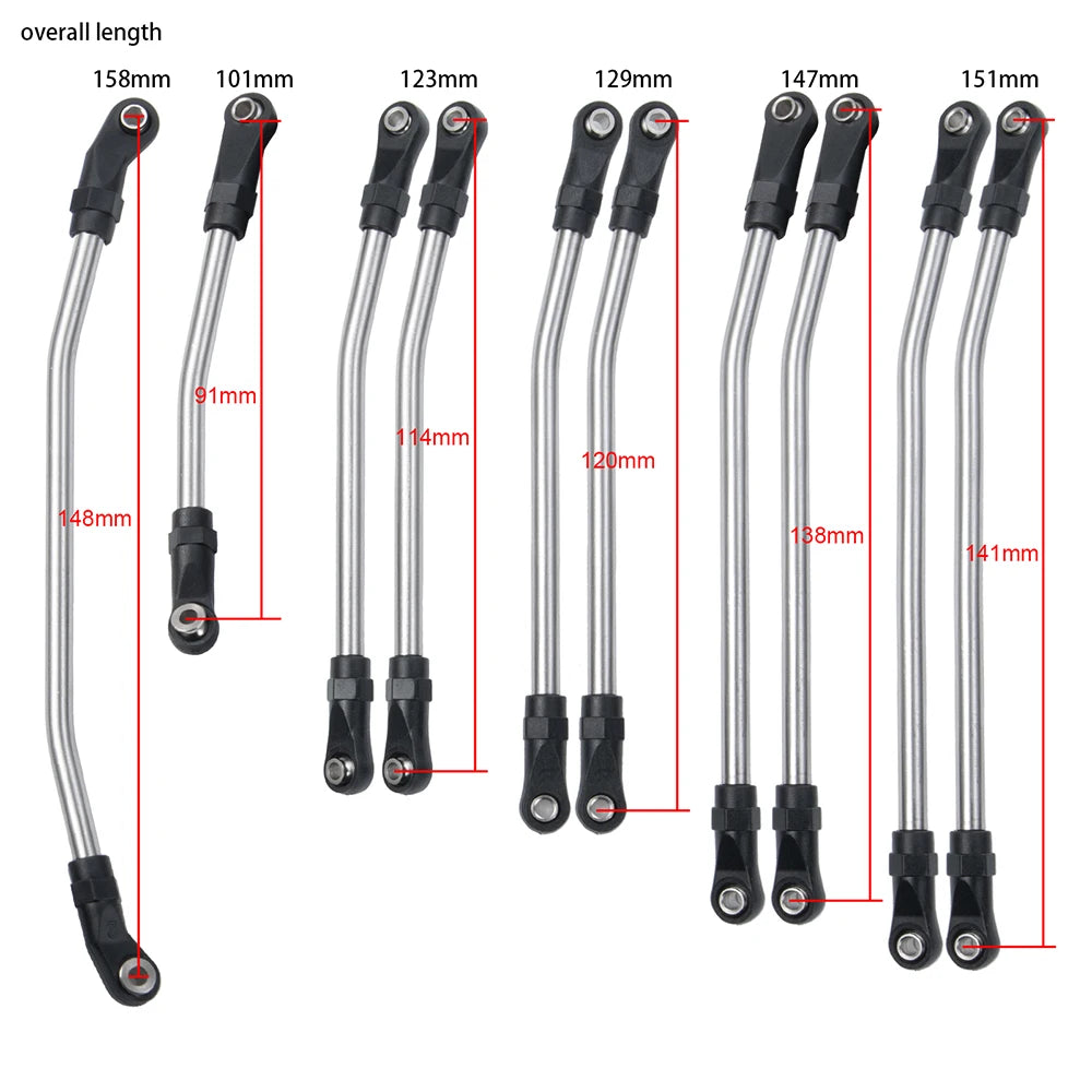 YEAHRUN Metal Links Suspension Linkage with Plastic Rod End for Axial SCX10 II Wraith TRX4 1/10 RC Crawler Car Parts