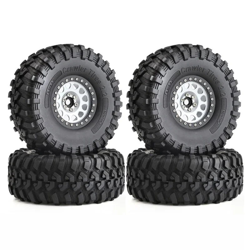 130mm Metal 2.2" Beadlock Wheel Rim Tire Set for 1/10 RC Crawler Car Axial SCX10 Wraith RR10 Capra Traxxas TRX4 YK4082 YK4083