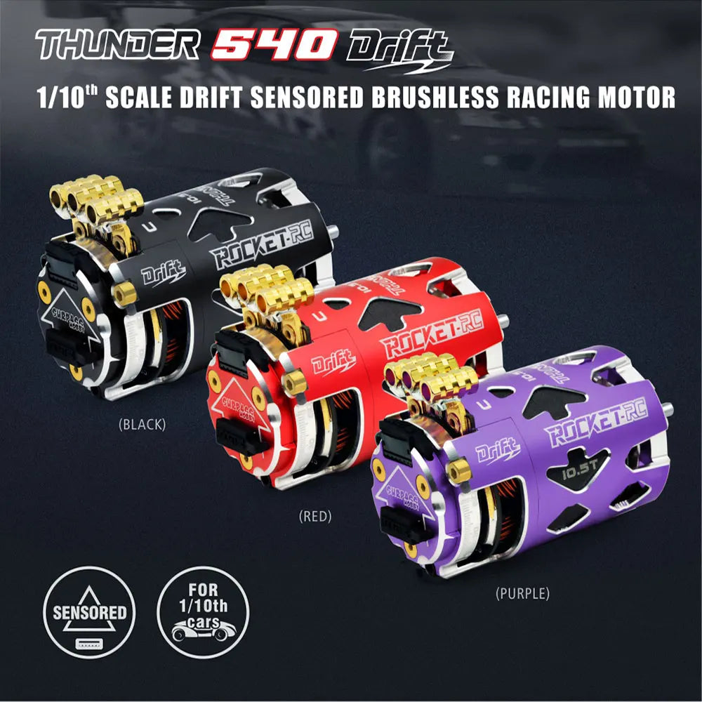 Surpass Hobby Rocket-RC 540 Sensored Brushless Motor 10.5T 13.5T 2-3S 3.175 mm Shaft for 1/10 RC Racing Drift Car Parts