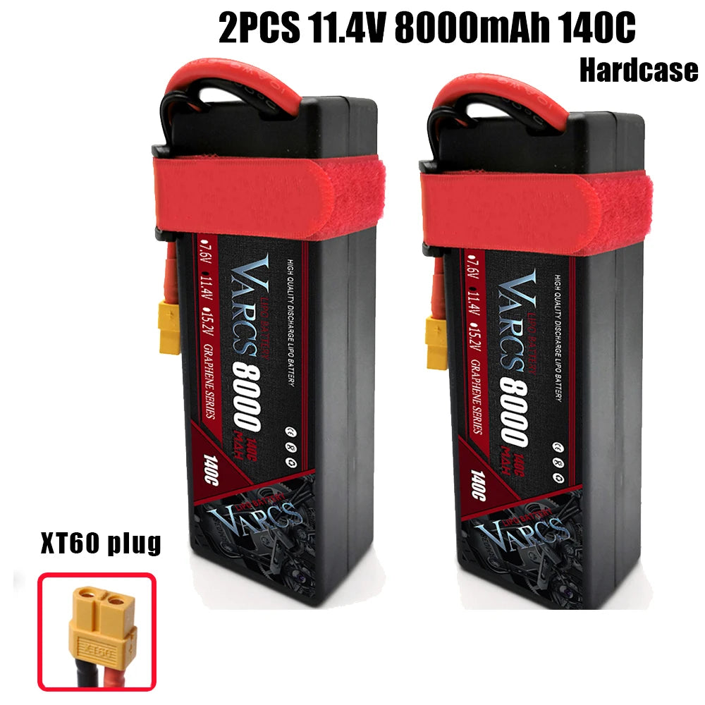 VARCS Lipo 3S 4S Lipo 14.8V 15.2V 11.1V 11.4V Battery 6500mah 7000mah  8400mah 9200mah 10000mah 6200ma 5200mah XT90 EC5 RC Car