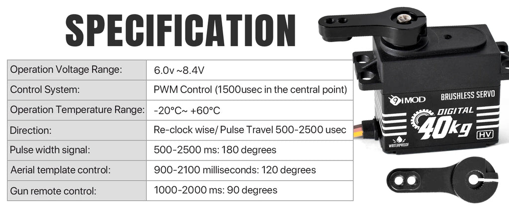9imod Brushless Servo Waterproof Digital Metal Gear Servo for 1/8 1/10 RC Crawler Car Boat