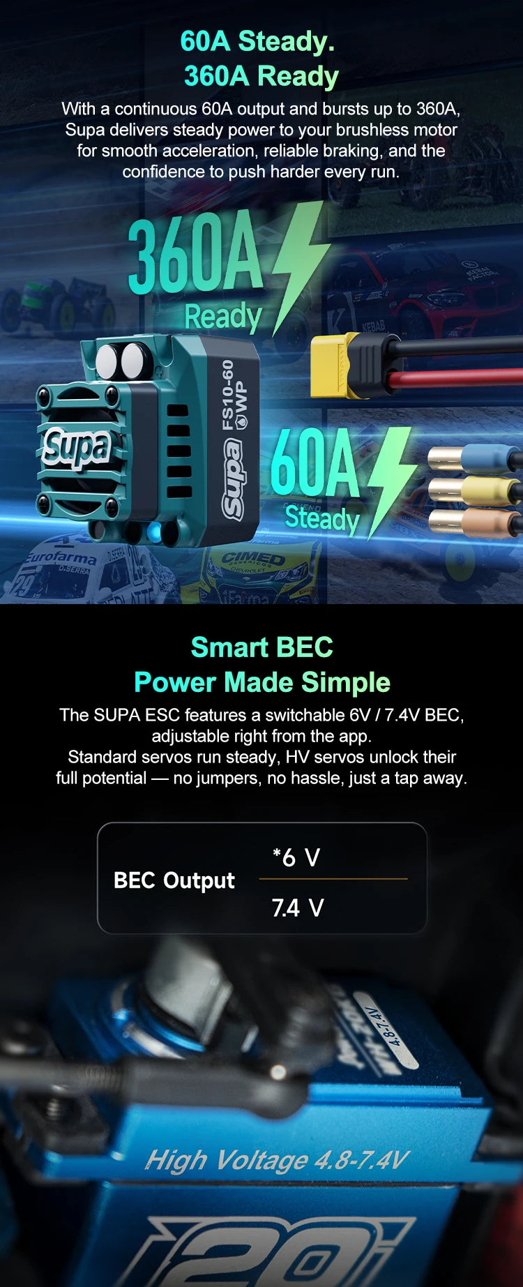 SKYRC Brushless Motor ESC Combo FuriaX Supa 3650 5400KV 、4000KV 、3600KV、3100kv、 2300KV Motor 60A ESC 2-3S For 1/10 RC Car