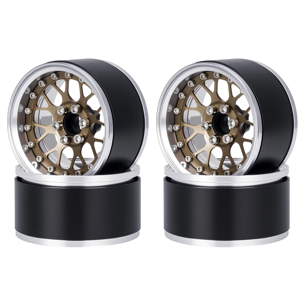 4Pcs Aluminum Alloy 2.2" Beadlock Wheels, Universal Fit for 1/10 RC Crawler Car Axial SCX10 II III & Traxxas TRX4