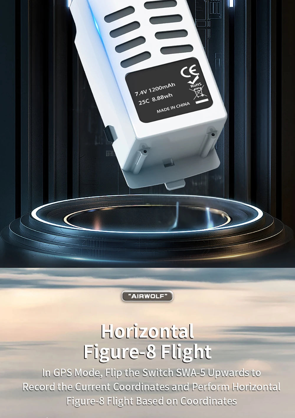 YUXIANG Airwolf RC Helicopter 1:34 9CH GPS Brushless Optical Flow Positioning