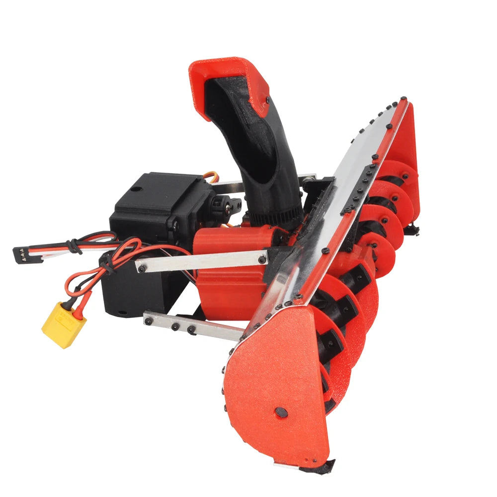 RC Metal Snowplow with 3D Printed Snow Blower Snow Shovel Lift Turbine Blows Snow for RC Crawler Car Tamiya Truck Bulldozer Car