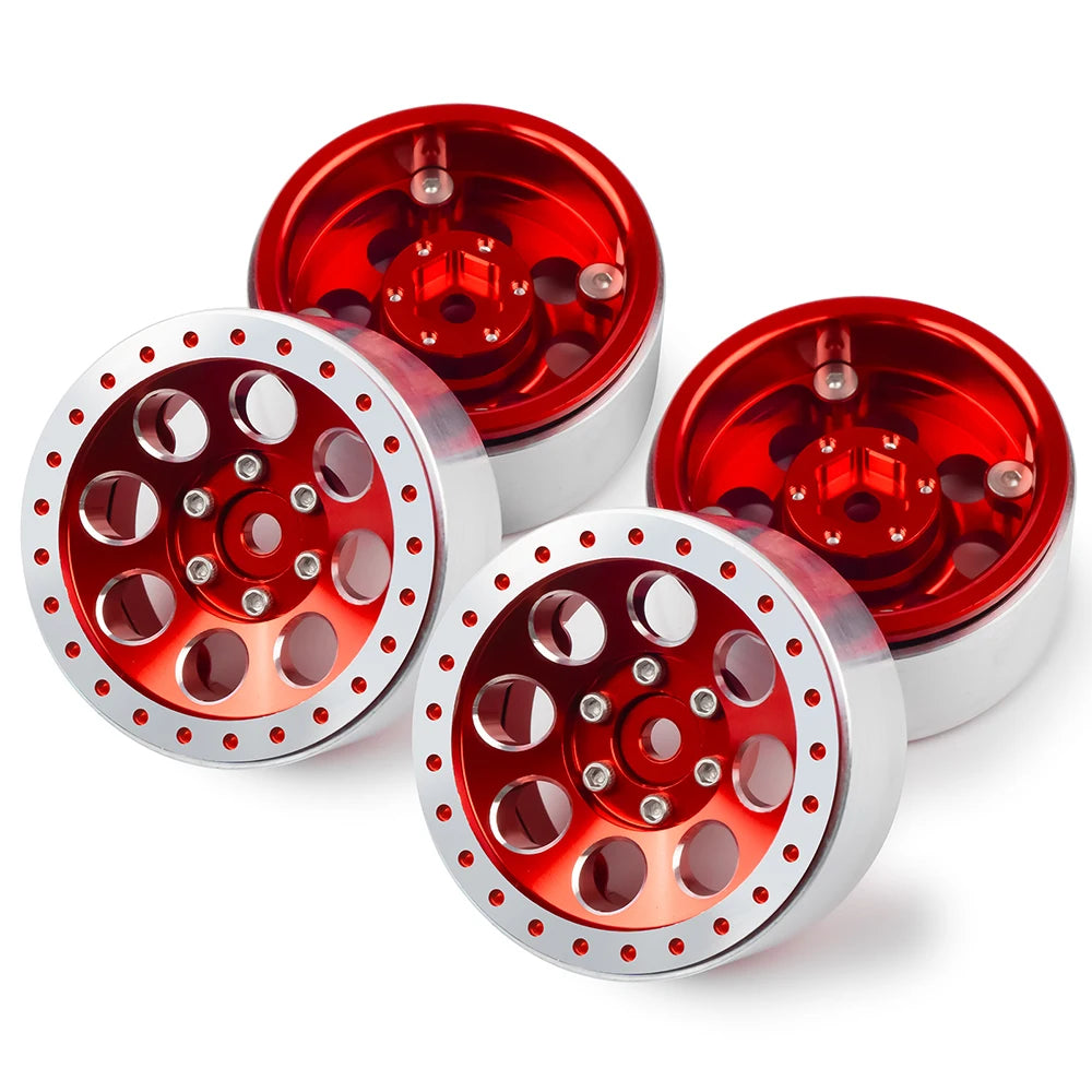 AXSPEED 4PCS CNC Aluminium 1.3inch Beadlock Wheel Rim Wheel Hub for TRX4M Axial SCX24 FMS FCX24 1/18 1/24 RC Crawler Car