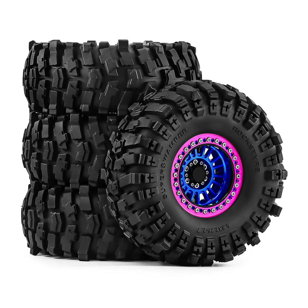 2.2 Inch Aluminum Beadlock Wheels Tires 12mm Hex for 1/10 TRX4 SCX10 Gen8 D90 TRX6 RC Crawler Upgrade 2.2