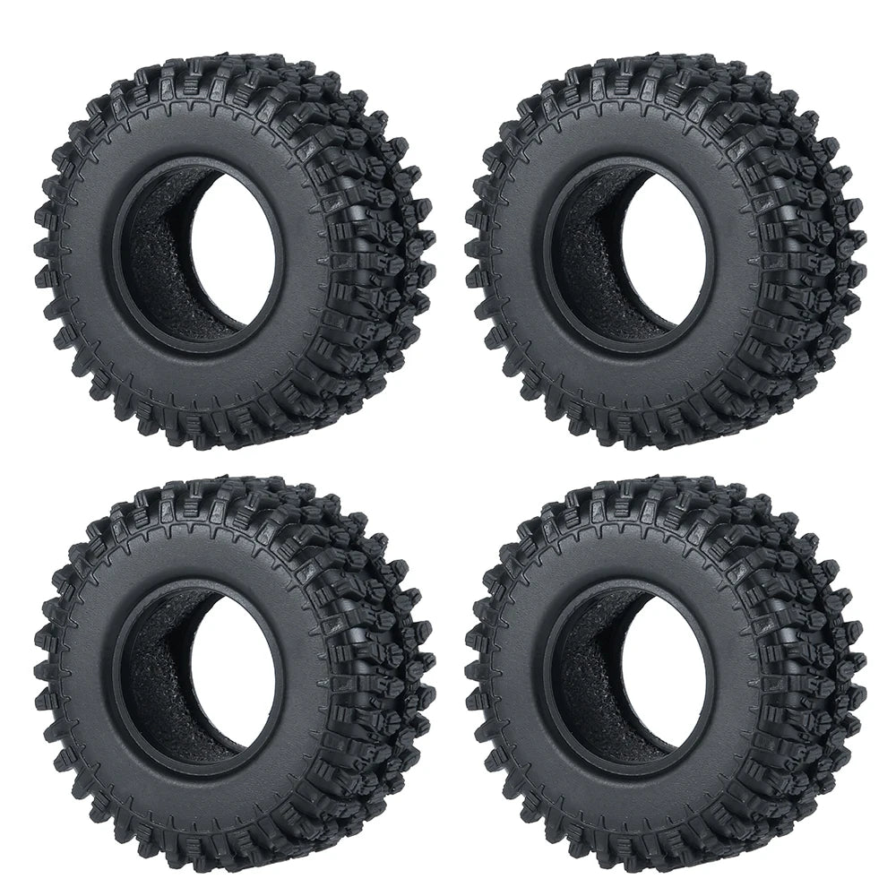 YEAHRUN 4Pcs 1.0inch Soft Rubber Wheel Tires 50/54/58/62/64/65mm for TRX-4M 1/18 Axial SCX24 1/24 RC Crawler Car Upgrade Parts