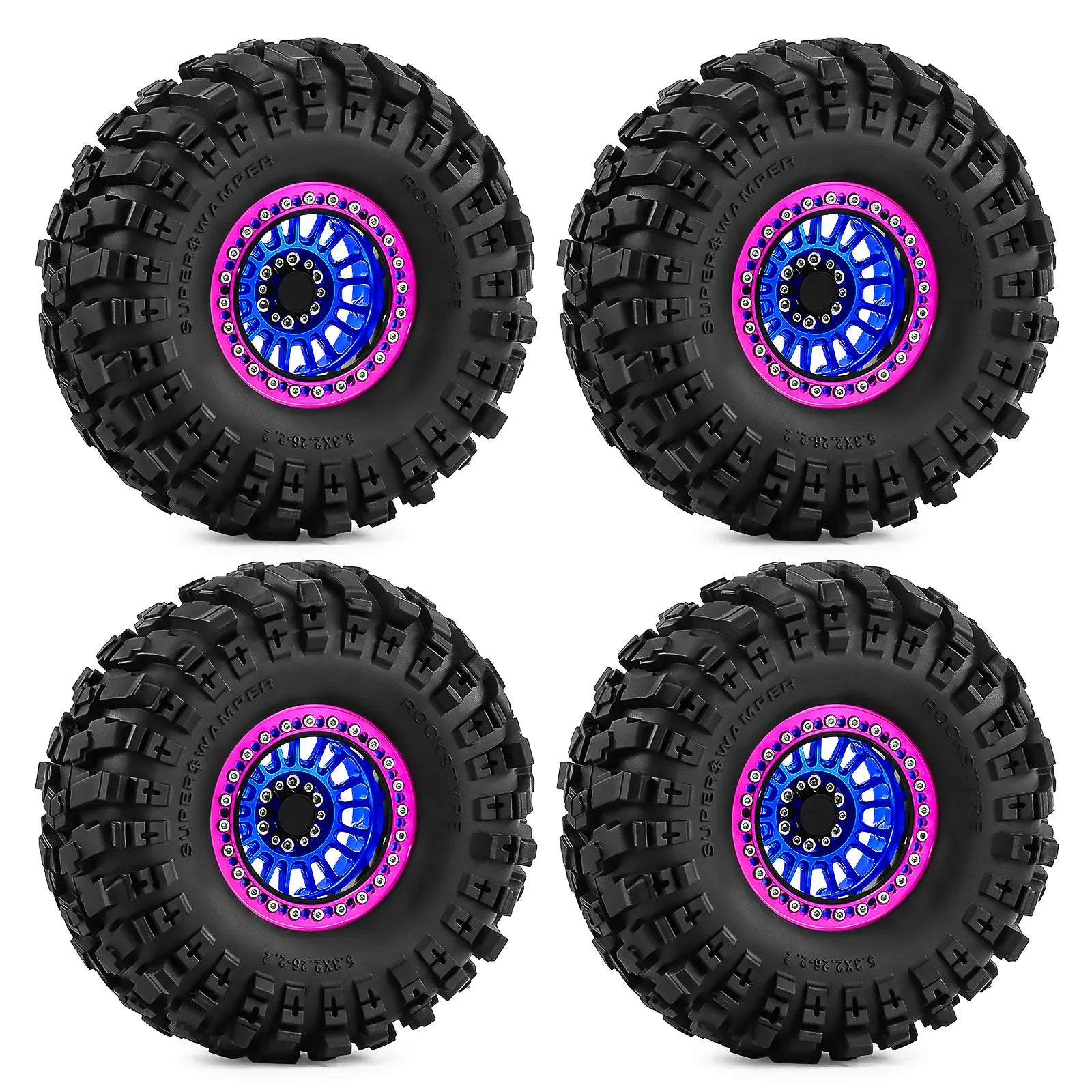 2.2 Inch Aluminum Beadlock Wheels Tires 12mm Hex for 1/10 TRX4 SCX10 Gen8 D90 TRX6 RC Crawler Upgrade 2.2
