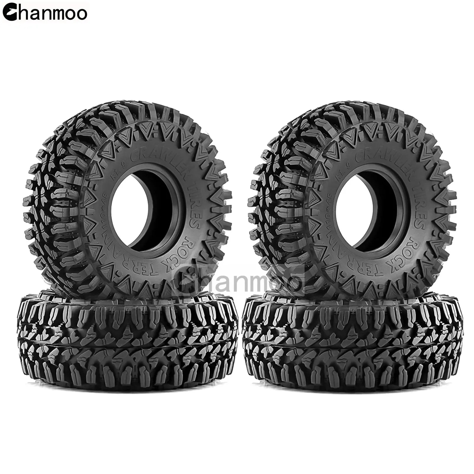 1.9in Crawler Tires Rock Wheels Mud Tyre for 1/10 Scale RC Car Axial Traxxas SCX10 II III TRX4 RC4WD D90 YK4102 Gen8 Redcat