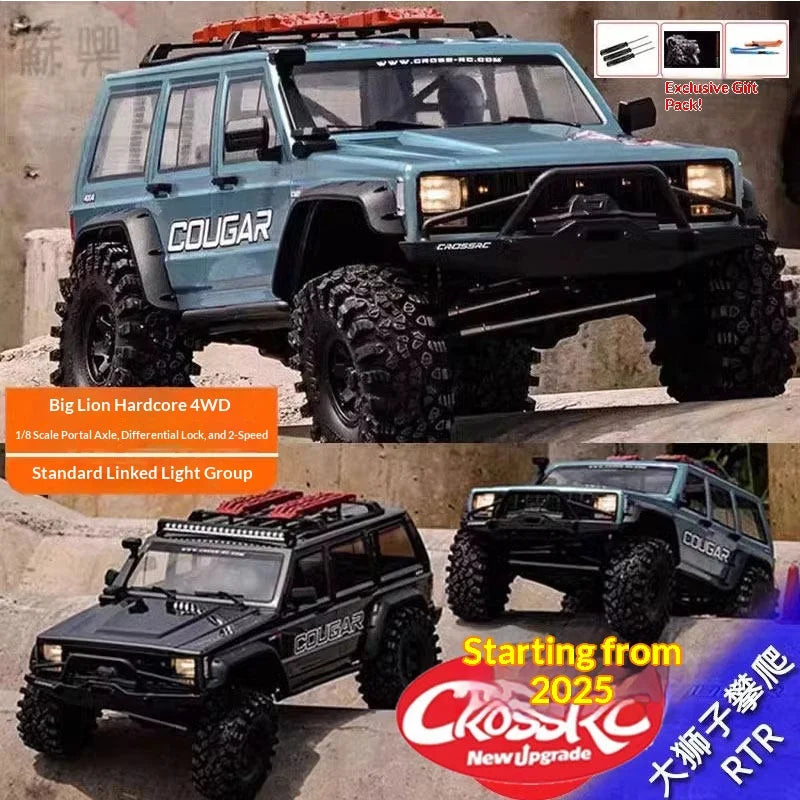 Cro 1/8 Rc Car Remote Control Electric Emo X2 Lion Differential Lock Dual Speed Door Bridge Climbing Off-Road Vehicle Model Gift
