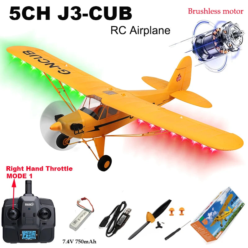 Hot Sale RC Plane RTF 2.4G Brushless Motor 3D/6G Remote Control Airplane  Wltoys A160 Upgraded J3-CUB Ready To Fly
