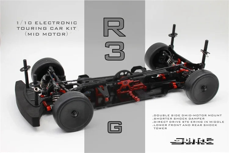 SNRC 120002 R3-G 1/10 RC Remote Control Vehicle Professional 4WD Electric Touring Car Racing Flat Car Frame
