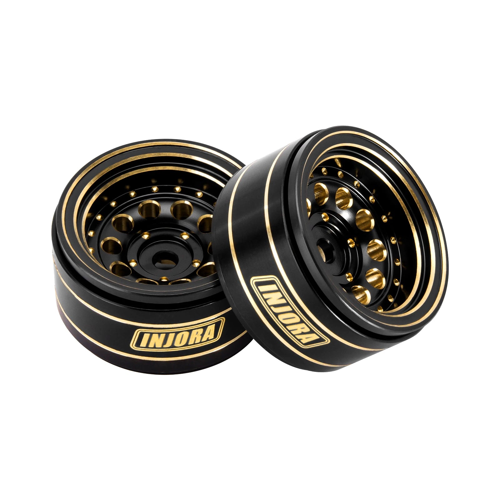 INJORA 39g Black Coating Brass 1.0" Beadlock Wheel Rims for 1/24 1/18 RC Crawler Car Axial SCX24 AX24 TRX4M FCX24 (W1008)