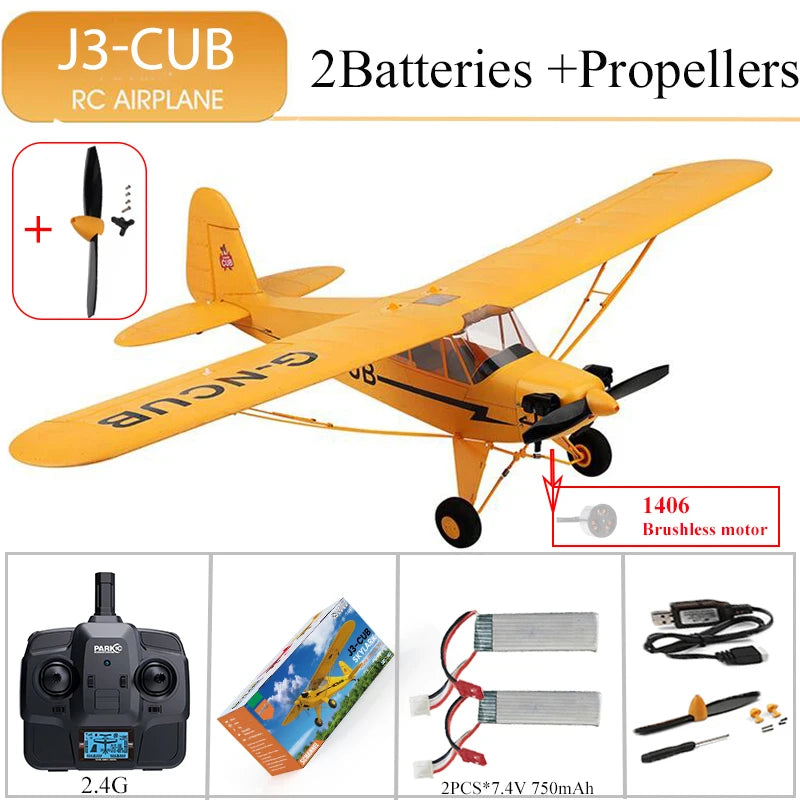 2024 RC Airplane WLtoys A160 Upgrade J3-CUB 5CH Remote Control Plane 3D/6G 1406 Brushless Motor Outdoor Foam Fixed-wing aircraft