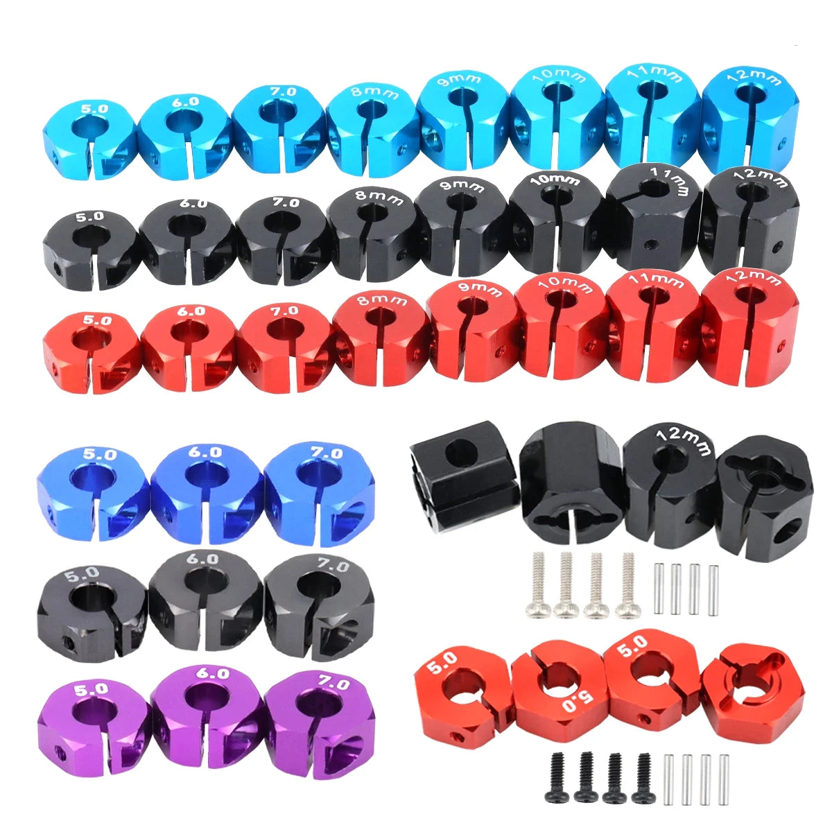 Aluminum 5/6/7/8/9/10/11/12mm Adapter Hex 12mm Drive Hub with Pin Screws for RC Auto Track Truck HSP HPI Tamiya Traxxas Slash