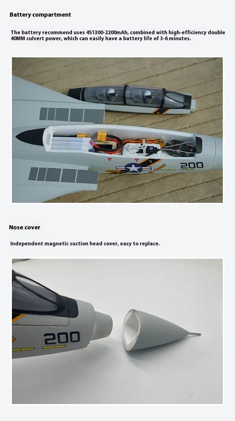XFly RC Plane F-14 "Tomcat" Dual 40mm Twin Engine Ducted 970mm Wingspan Electric Fighter Fixed Wing Model Christmas Gift Toy
