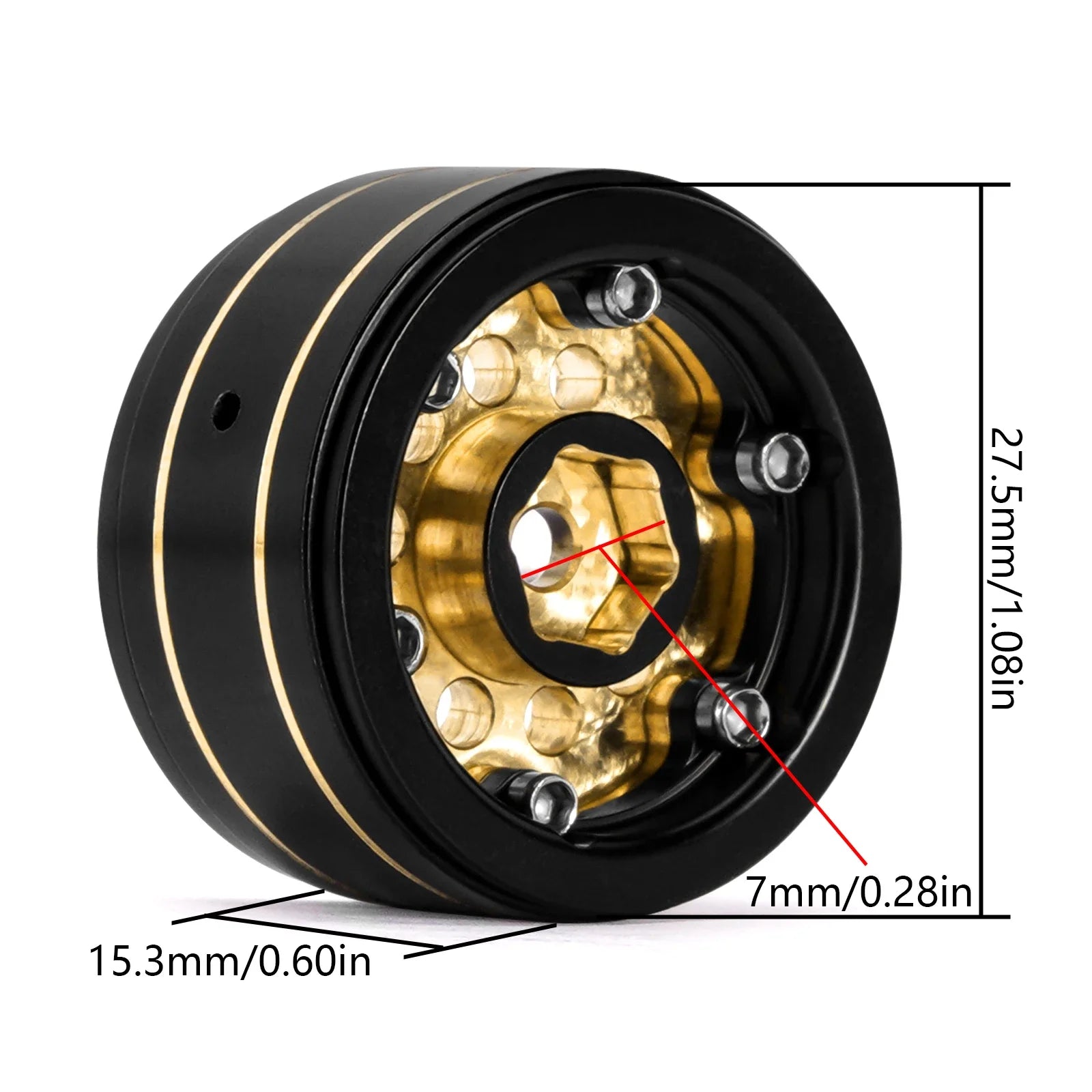INJORA 39g Black Coating Brass 1.0" Beadlock Wheel Rims for 1/24 1/18 RC Crawler Car Axial SCX24 AX24 TRX4M FCX24 (W1008)