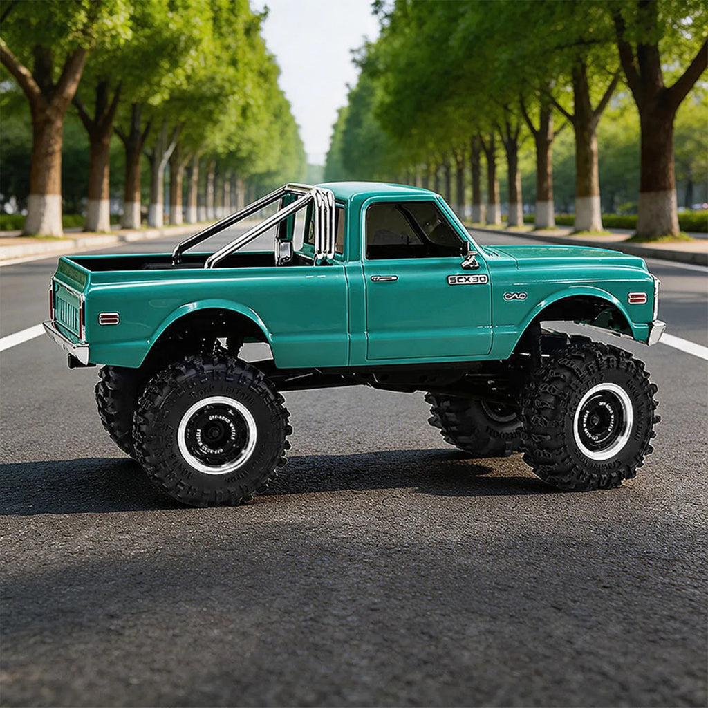 0.7 RC Crawler Tires OD 1.57'' 1/30 Soft Rubber All Terrain Tyres Beadlock Wheels Rims for 1:30 1/32 Rock Mud Car Axial SCX30