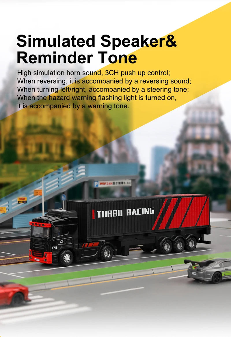 Turbo Racing C50-T 1:76 C50 Remote Control Truck Simulated Vehicle Lights and Horn RTR Version Toy Car