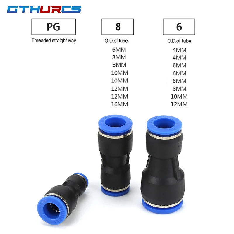 30/40/50/60/70pcs Pneumatic Fitting Straight Push Plastic Connector 6/8/10/12mm Trachea Connector PU  Air Hose Tube