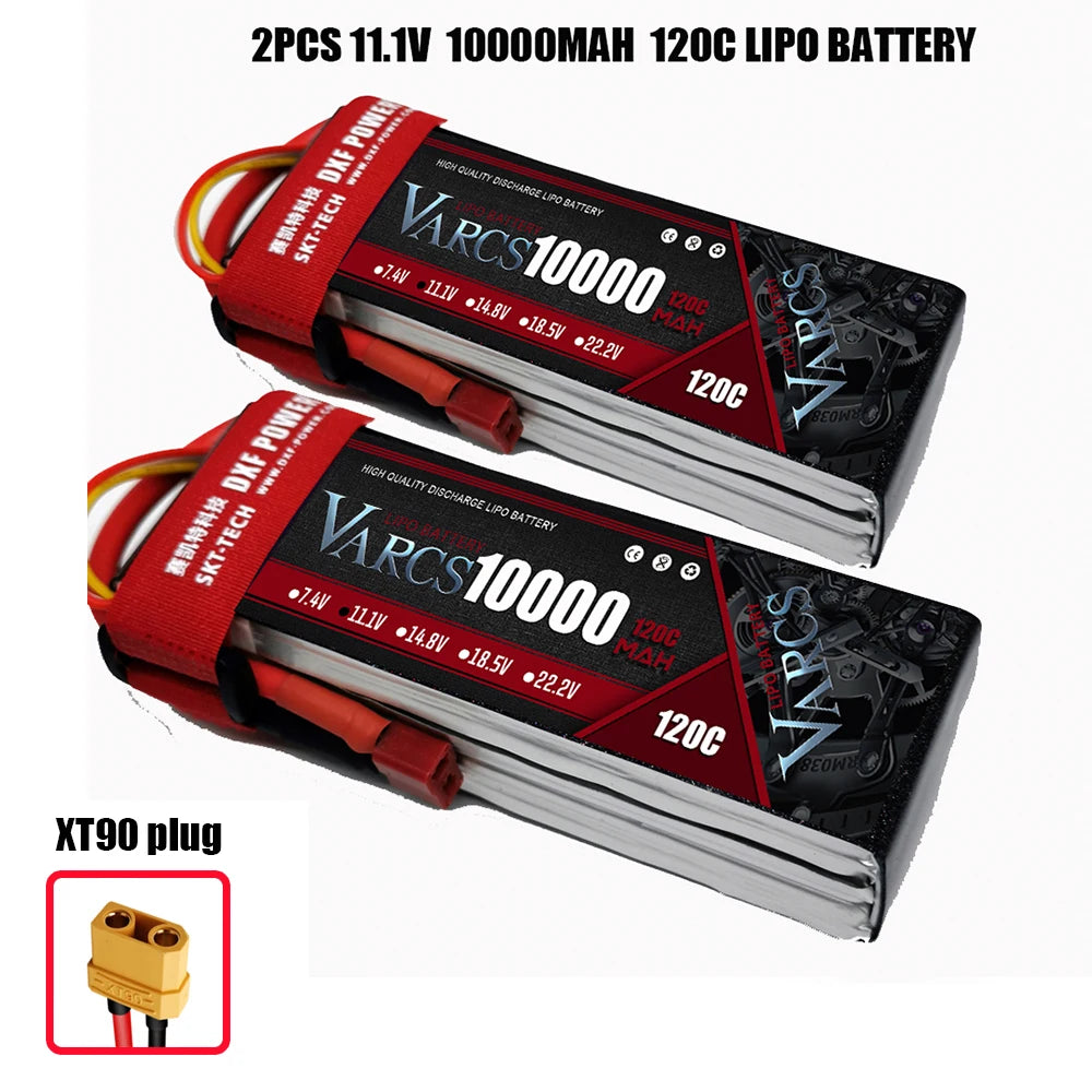 2PCS VARCS 7.4V 7.6V 11.4V 11.1V 15.2V 14.8V 22.2V 2S 3S 4S 6S 5200Mah 6300Mah 6500mAh 6200mAh 6750mAh 8000mAh 7000mAh 10000mah