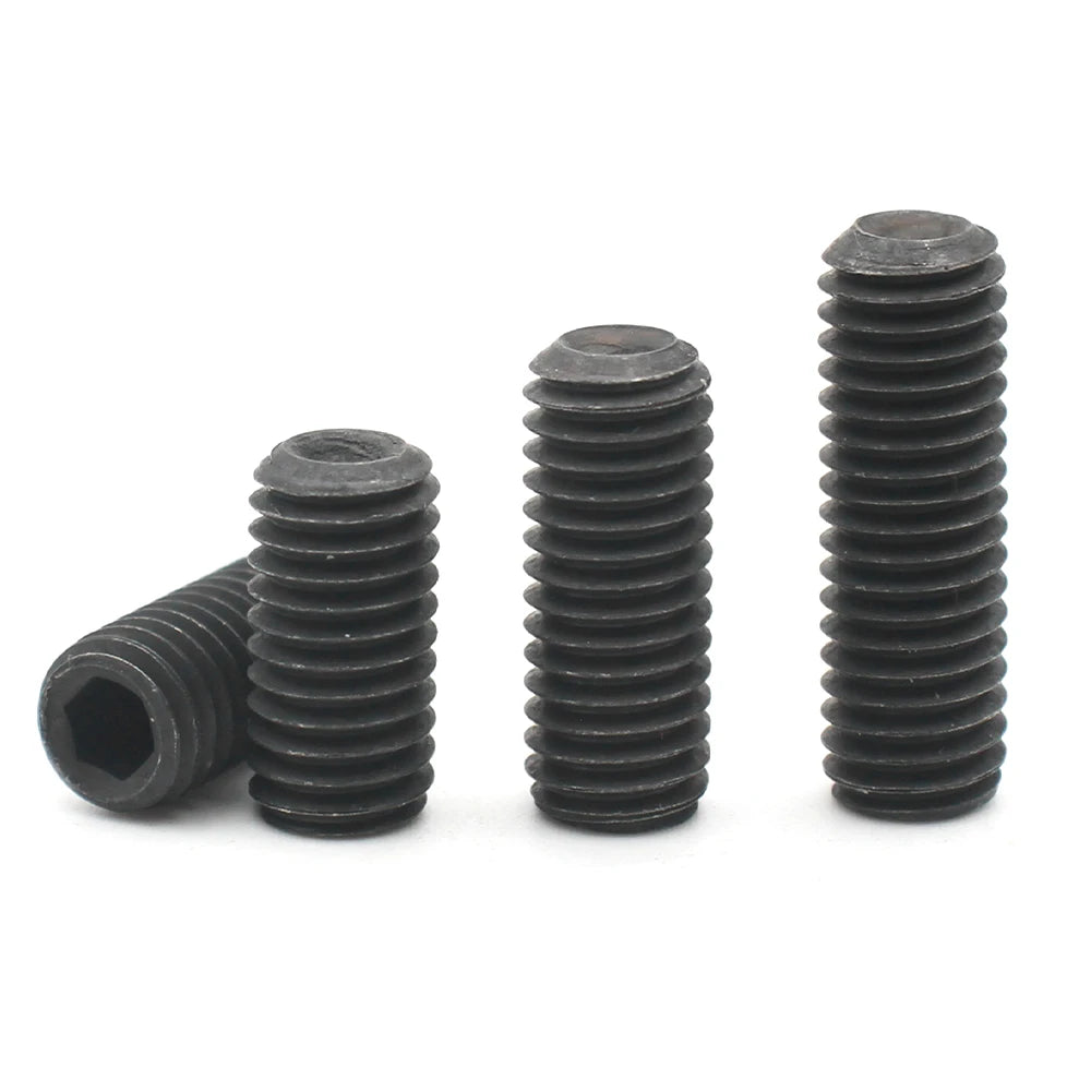 10pcs M2 M2.5 M3 M4 M5 M6 M8 M10 Black Grade12.9 Carbon Steel Hexagon Hex Socket Set Screw Headless Cup Point Set Screw