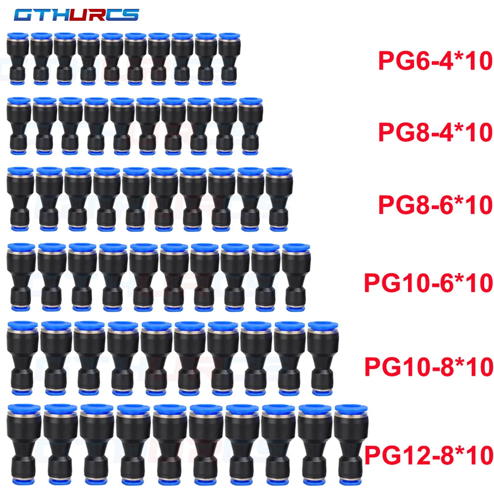30/40/50/60/70pcs Pneumatic Fitting Straight Push Plastic Connector 6/8/10/12mm Trachea Connector PU  Air Hose Tube