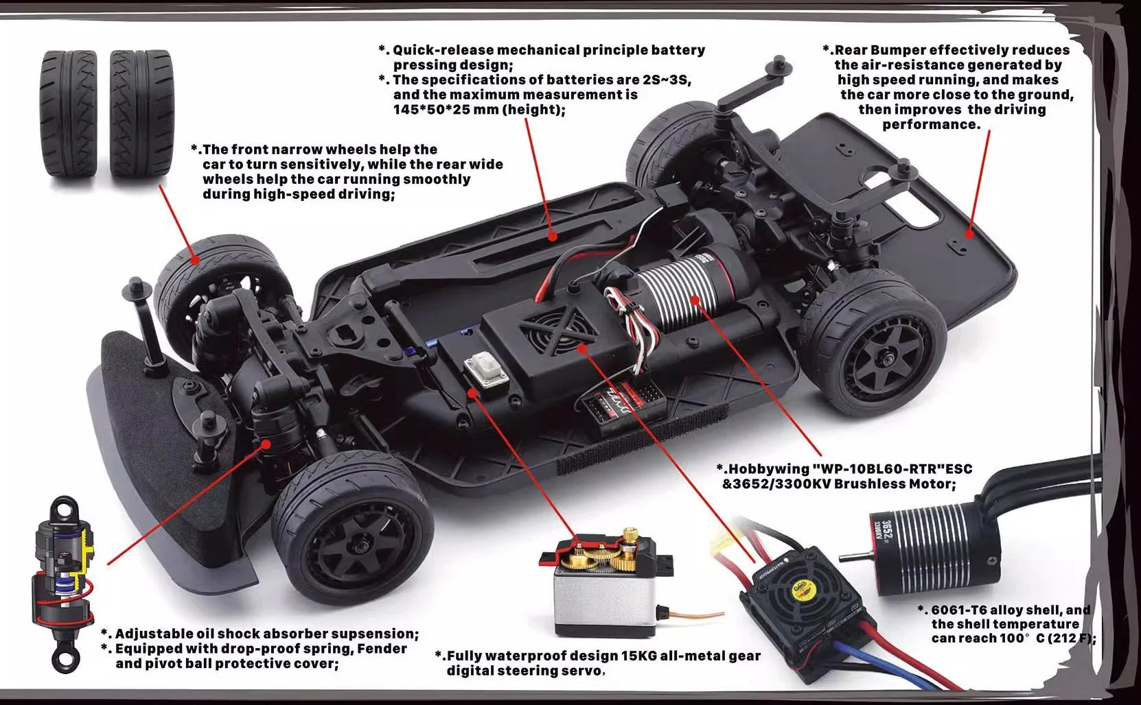 HNR H9802 4X4 4WD RTR 2.4GHz Brushless 1/10 RC Simulation Electric Remote Control Model Car Racing Drift Vehicle Without Battery