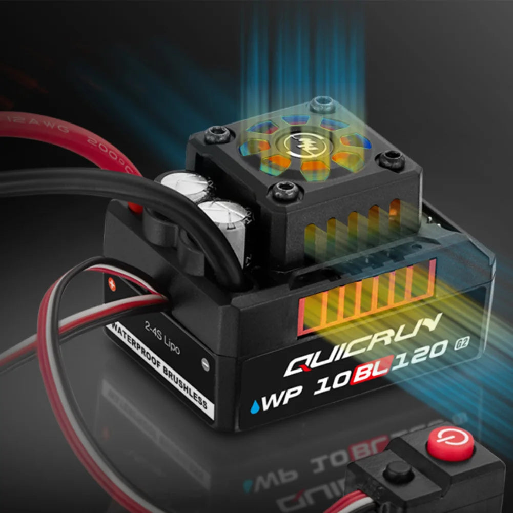 Hobbywing QUICRUN WP 10BL120 G2 120A 2-4S Lipo Speed Controller Brushless ESC Sensorless for 1/10 1/12 RC Car Toy Spare Part