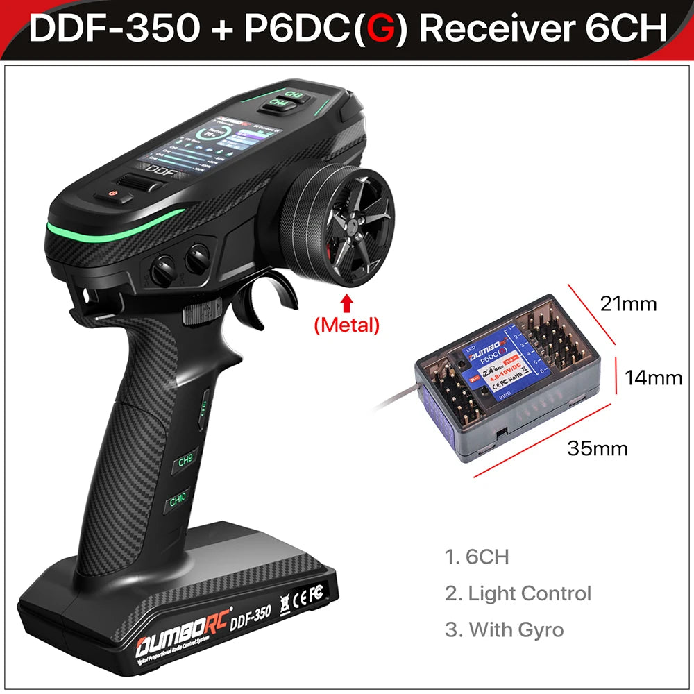 DUMBORC 2.4G 10CH Digital Radio Remote Controller DDF-350 Transmitter with Receiver  for RC Car Boat Tank LCD FHSS System