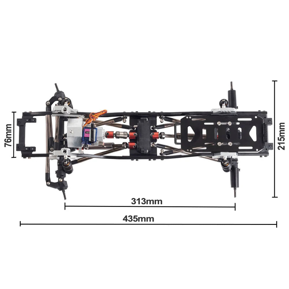 313mm Wheelbase Metal Chassis Frame with Prefixal Single / 2-Speed Transmission for 1/10 RC Crawler Axial SCX10 II 90046 EX86100