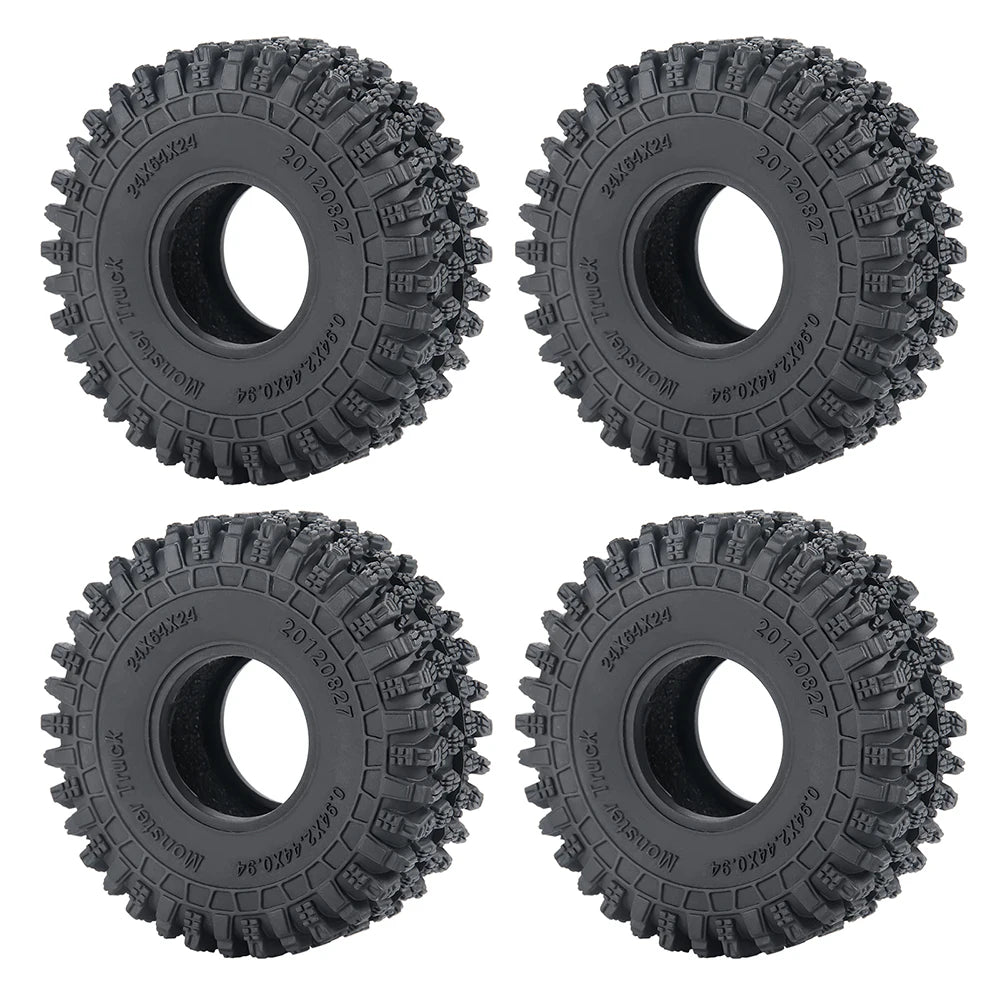 YEAHRUN 4Pcs 1.0inch Soft Rubber Wheel Tires 50/54/58/62/64/65mm for TRX-4M 1/18 Axial SCX24 1/24 RC Crawler Car Upgrade Parts