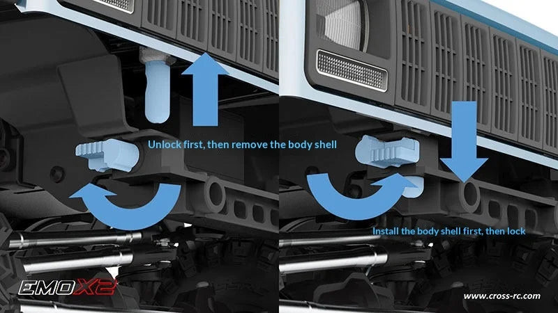 Cro 1/8 Rc Car Remote Control Electric Emo X2 Lion Differential Lock Dual Speed Door Bridge Climbing Off-Road Vehicle Model Gift
