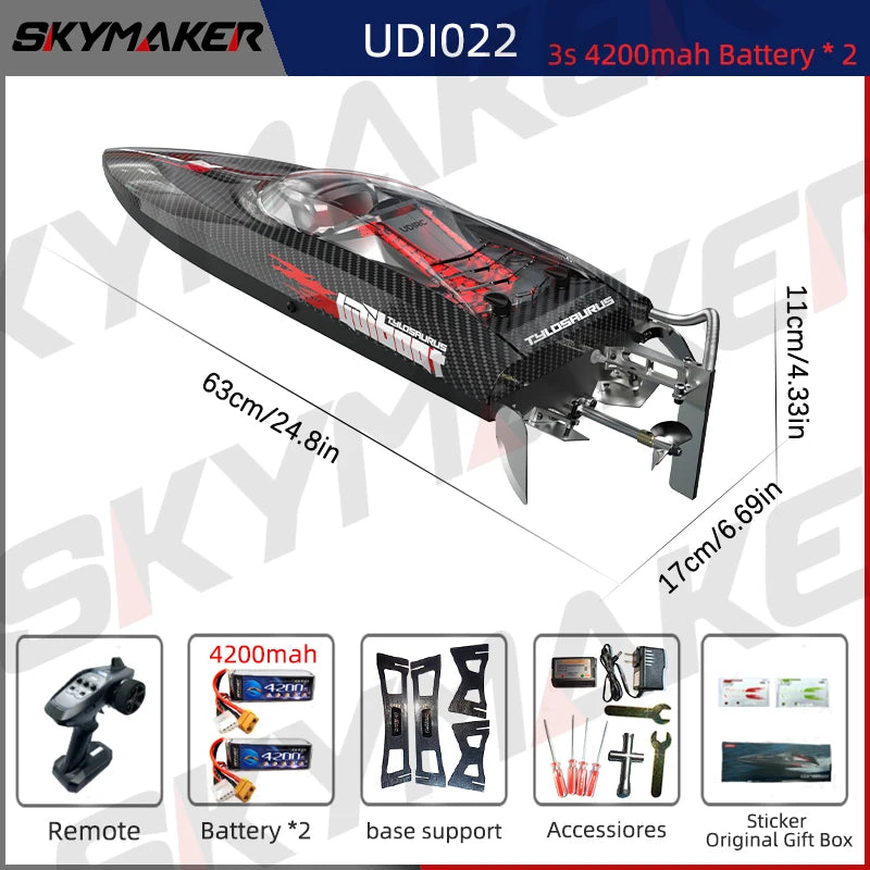 UDiRC UDI022 RC Boat 50Km/H High Speed Waterproof 2.4GHz Radio Control Brushless RC Speed Alloy Steel Boat  Toys