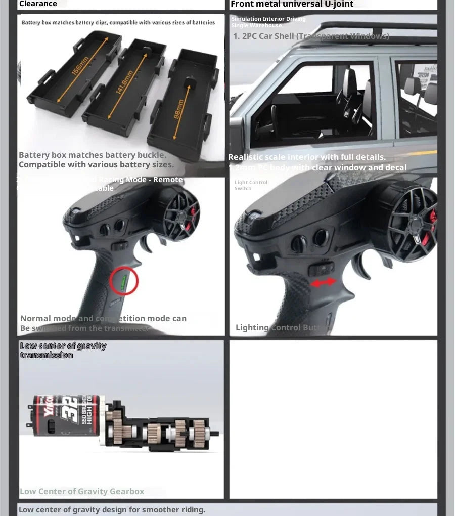 YK4107 Pro Brushless 1/10 Simulation Patrol RC Remote Control Brushless 4WD Differential Lock Climbing Car Off-road Vehicle Gift