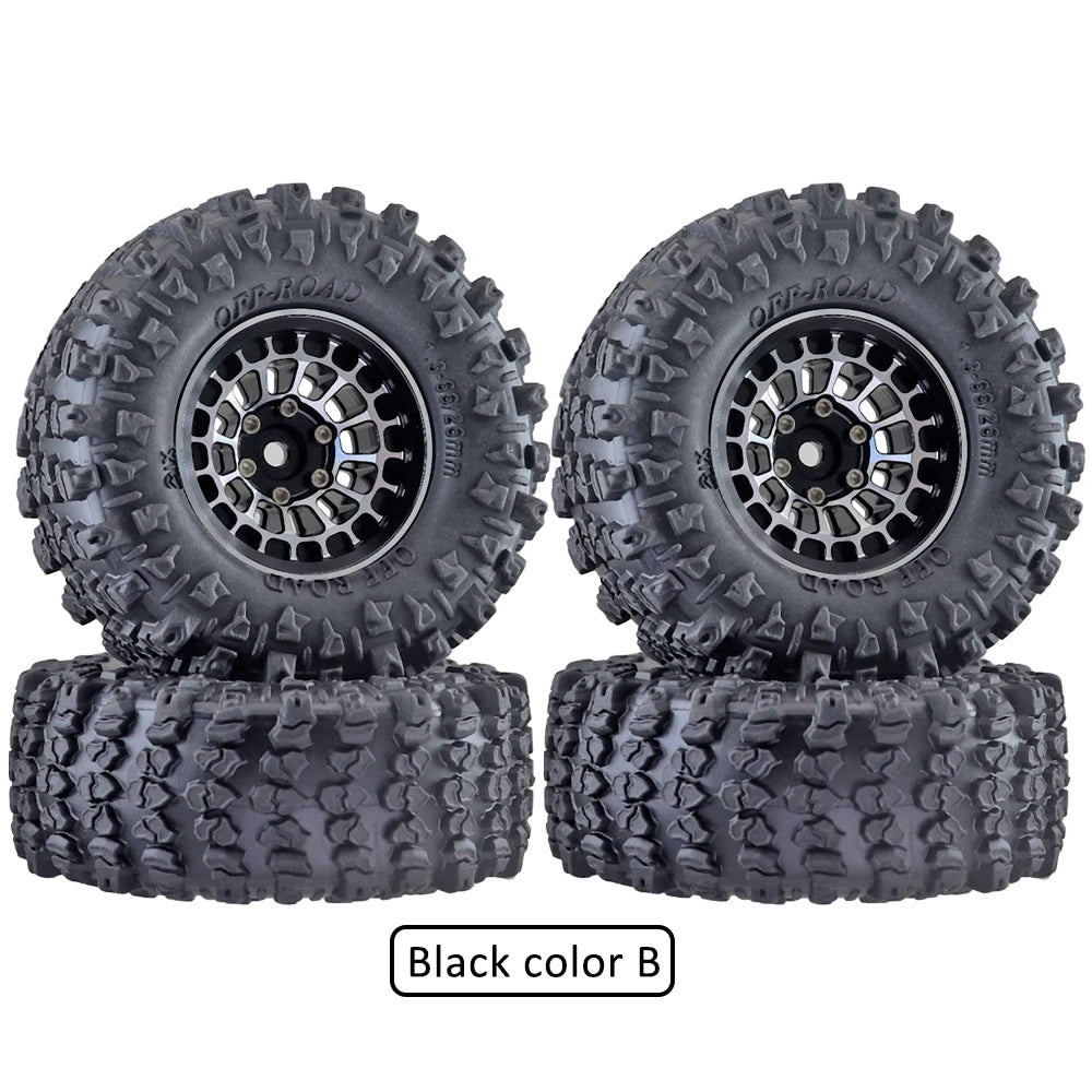 Ajrc Aluminum Alloy 1.3 Inch Beadlock Wheel Rim Tire For 1/24 Fms24 Axial Scx24 1/18 Traxxas Trx4m Trx4-m Rc Crawler Car Tire