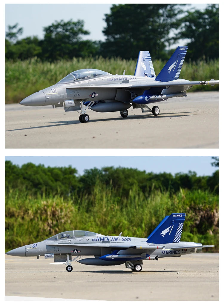 FMSRC RC Airplane 80mm Ducted Fan EDF Jet F18 F-18 Hornet 6CH with Flaps Retracts 6S Hobby Model Plane Aircraft Avion