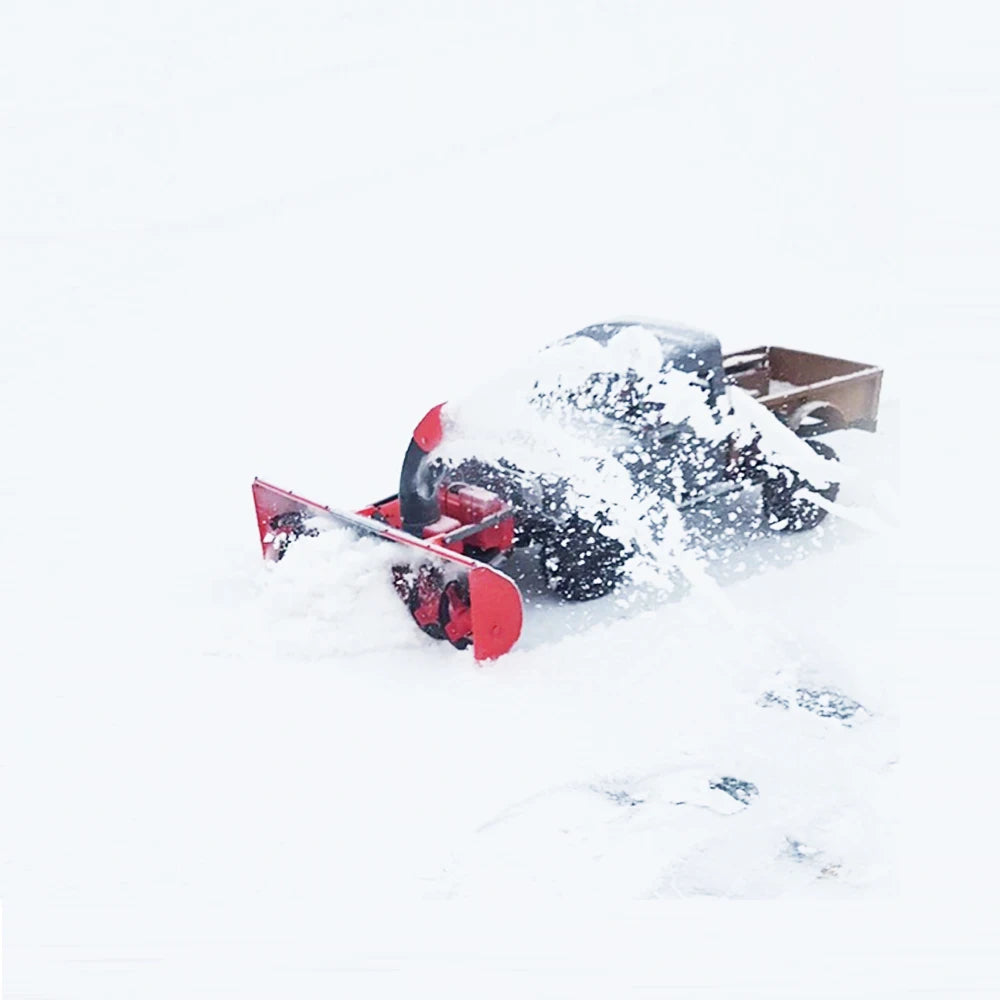 RC Metal Snowplow with 3D Printed Snow Blower Snow Shovel Lift Turbine Blows Snow for RC Crawler Car Tamiya Truck Bulldozer Car