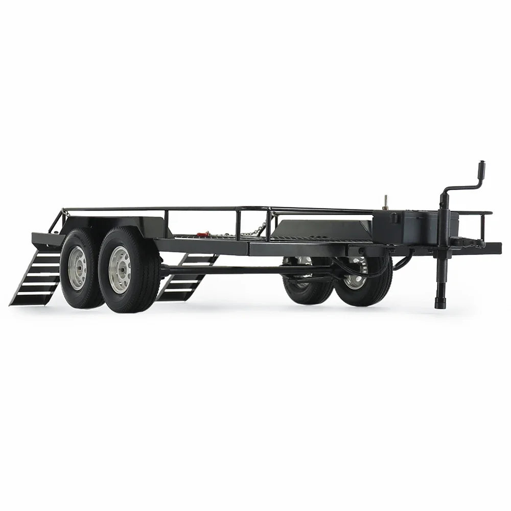 1/10 Dual Axle Metal Truck Trailer for RC Crawler SCX10 II III 90046 TRX4 TRX6 TF2 D90 CC01 RGT 86100 Redcat GEN8 YIKONG 4082