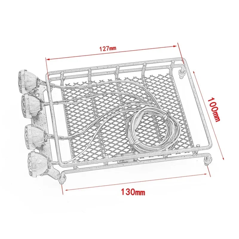 Universal Roof Racks With LED Light for 1/14 1/12 1/10 RC Crawler Car SCX10 CC01 MN D90 D91 D99 MN90 MN99S