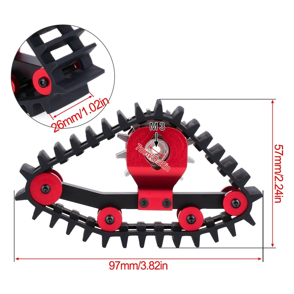 4Pcs Snow Tires Set for 1/18 RC Crawler - Simulate Carload Tracks, Sandmobile Conversion DIY Upgrade Parts Fit TRX4-M