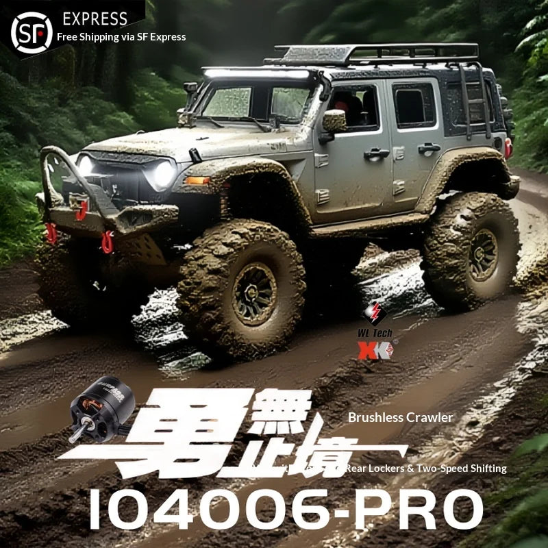 WLtoys 104006 Pro 1/10 RC Electric 4WD Off Road Rock Crawler With Front Rear Differential Lock Dual Speed Transmission Model Car