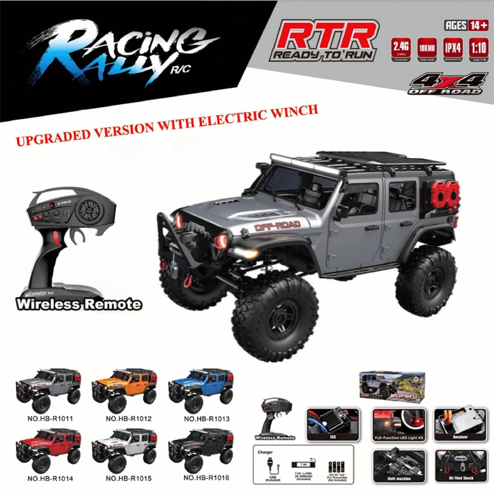 Upgraded R1011/R1012/R1013/R1014/R1015/R1016 Remote Climbing Off Road Vehicle 1:10 Professional Rc 4wd Car Model Boy Toys Gift
