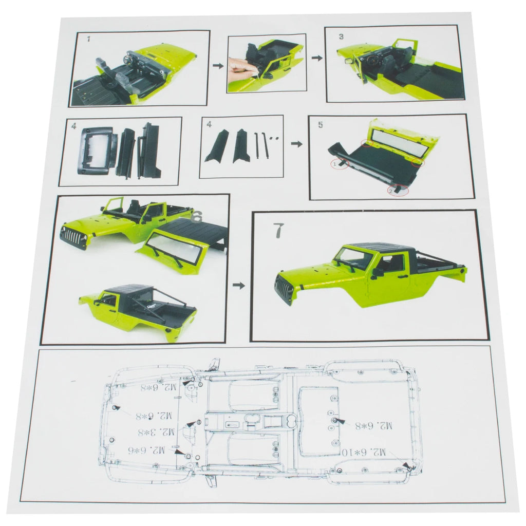 313mm 12.3in Wheelbase Hard Plastic Pickup Body Shell Unassembled Kit for 1/10 RC Crawler Car Axial SCX10 90046 Jeep Wrangler
